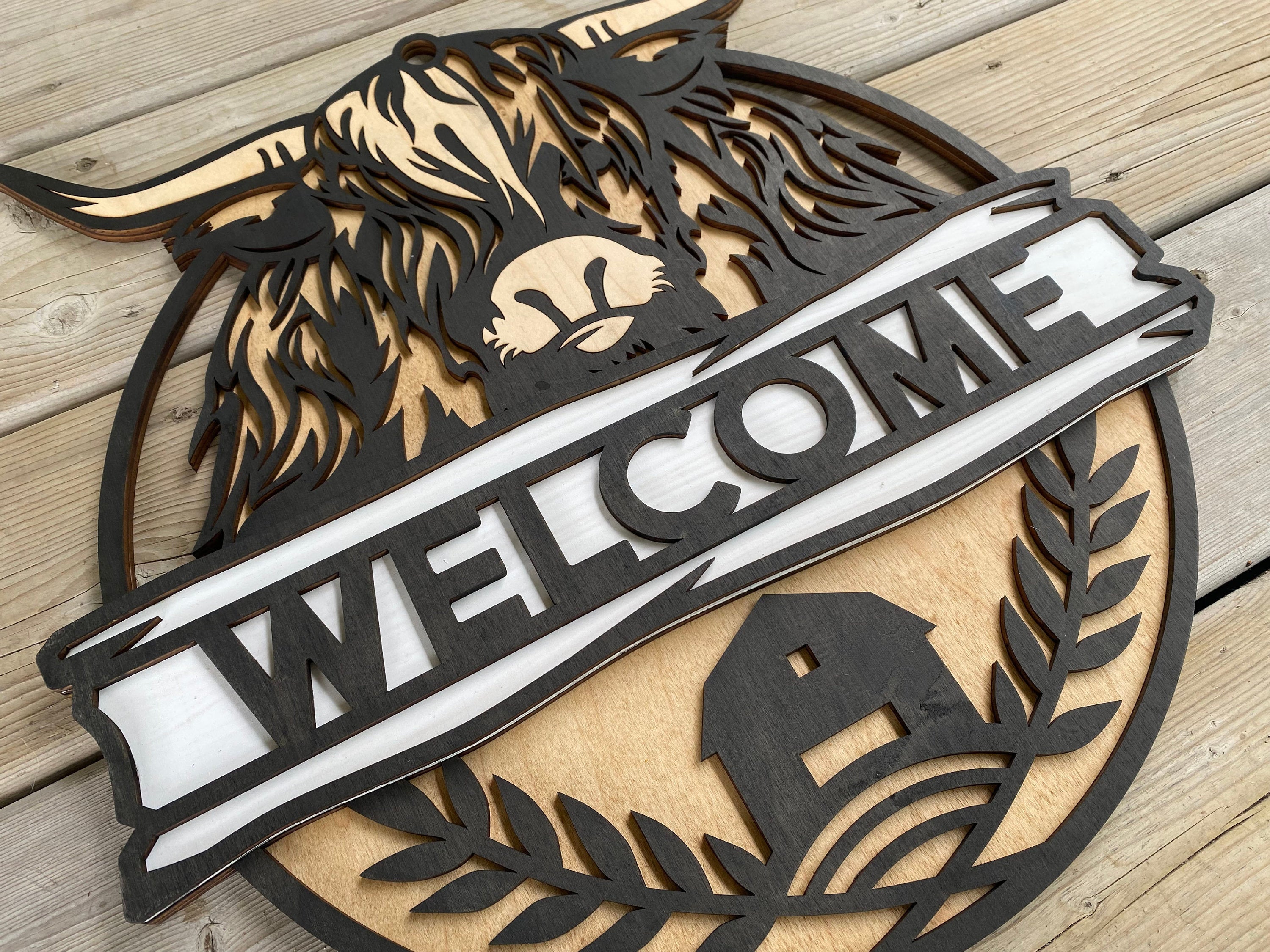 Multi-Layer Assemble and Non Assemble - Highland Cow Sign – That Laser Dude