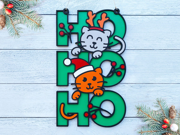 HO HO HO Sign - Cats - Christmas
