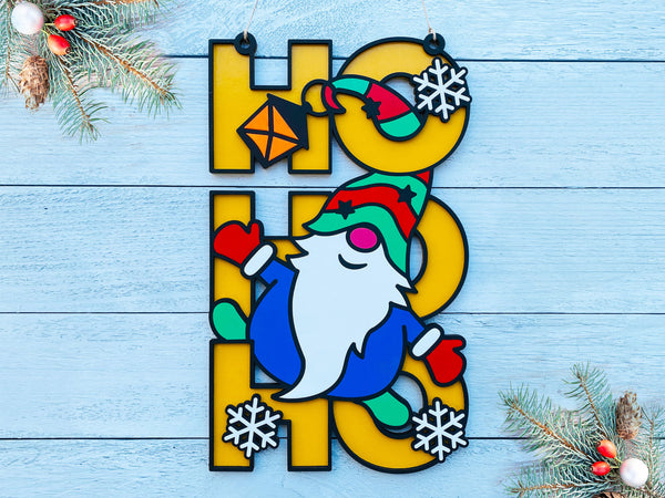 HO HO HO Sign - Gnome - Christmas