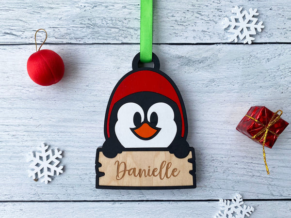 Christmas Ornament - Penguin - Personalizable