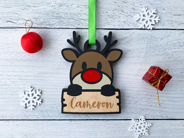 Christmas Ornament - Rudolph/Reindeer - Personalizable