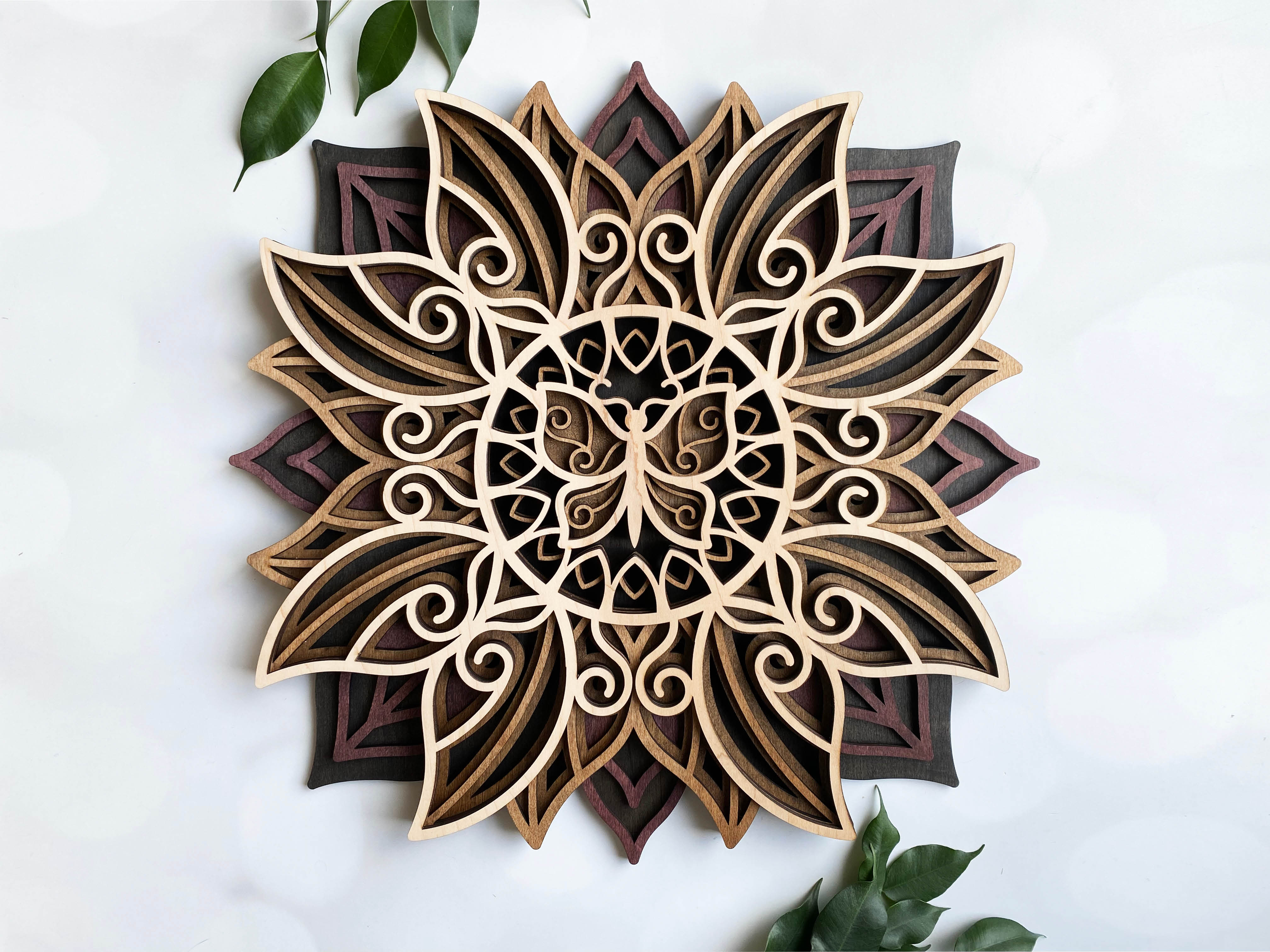 Layered Flower Mandala with Butterfly – That Laser Dude